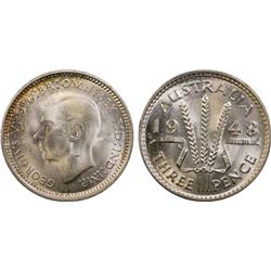 1948 Australian KGVI Threepence - PCGS MS 66