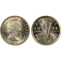 1954 Australian KGVI Threepence - PCGS MS 64