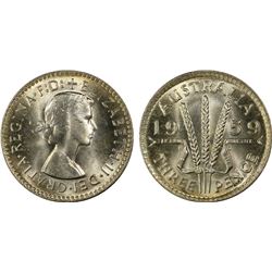 1959 Australian KGVI Threepence - PCGS MS 65