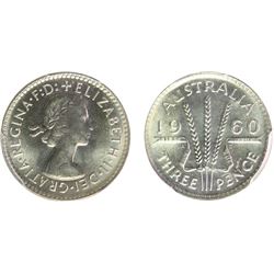 1960 Australian QEII Threepence - PCGS MS 67