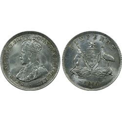 1919M Australian KGV Sixpence - PCGS MS 64