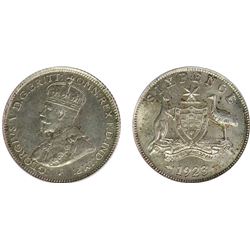 1923 Australian KGV Sixpence - PCGS MS 63
