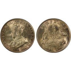1935 Australian KGV Sixpence - PCGS MS 65