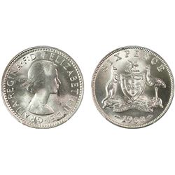 1962 Australian KGVI Sixpence - PCGS MS 67