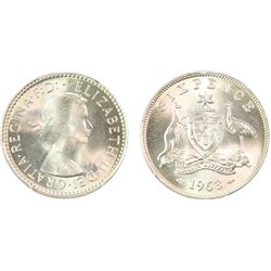 1963 Australian QEII Sixpence - PCGS MS 67