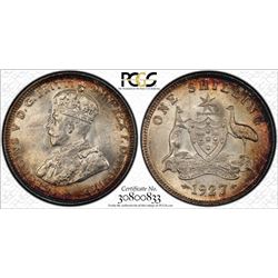 1927 Australian KGV Shilling - PCGS MS 64+