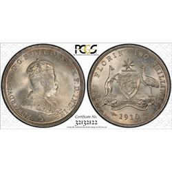 1910 Australian KEVII Florin - PCGS MS 64