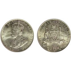 1918M Australian KGV Florin - PCGS MS 64