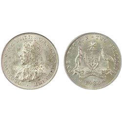 1934 Australian KGV Florin - PCGS MS 64