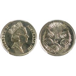 1985 Australian Five Cent - PCGS MS 68