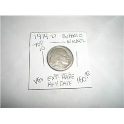 1914-D *EXTREMELY RARE KEY DATE* BUFFALO NICKEL BOOK VALUE $160.00+ *NICE EARLY VERY GOOD+ GRADE* NI