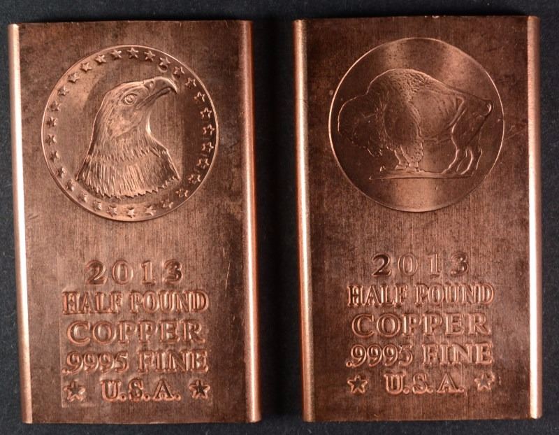 ( 2 ) HALF POUND COPPER BARS, ONE POUND OF COPPER TOTAL