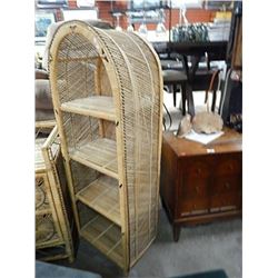 WICKER DOME TOP SHELVING UNIT - 4 SHELVES