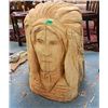 Image 1 : UNIQUE HAND CRAFTED WOOD CHAINSAW CARVING  - INDIAN CHIEF - STUMP SIZE - 24" X 24"