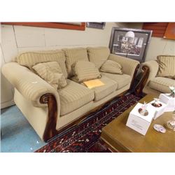 WOOD ACENTED SOFA & LOVE SEAT - FROM ESTATE