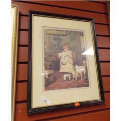 VINTAGE PICTURE - GIRL WITH DOG