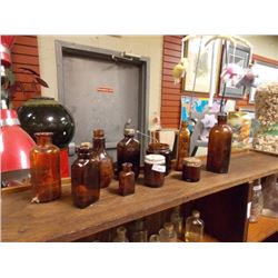VINTAGE AMBER GLASSS COLLECTOR BOTTLES - 10 TTL