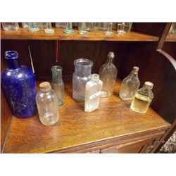 VINTAGE COLLECTOR BOTTLES - 1 COBALT BLUE - 8 TTL