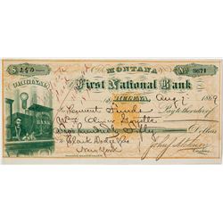 Original Exchange/Check, First National Bank, Helena, RN-B with Teller, Coin, Ingot Vignette