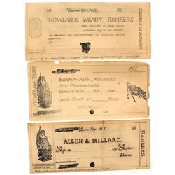 Virginia City, Montana Territorial Hand-drawn Check Proofs c.1860s