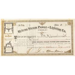 Helena Steam Power & Lighting Company Stock Certificate