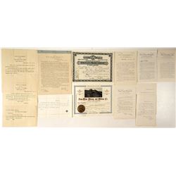 Pen Placer Mining Company Stock Certificates, Mine Report & Shareholder Documents