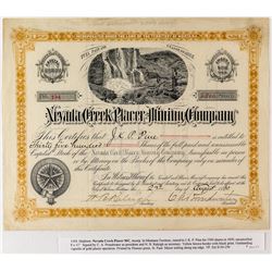 Nevada Creek Placer Mining Company Stock Certificate