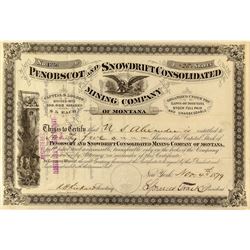 Penobscot & Snowdrift Consolidated Mining Co. of Montana Stock Certificate