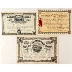 Three Different Nice Montana Mining Stock Certificates