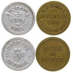 Brockton Pool Hall and Dance Hall Tokens (Brockton, Montana)