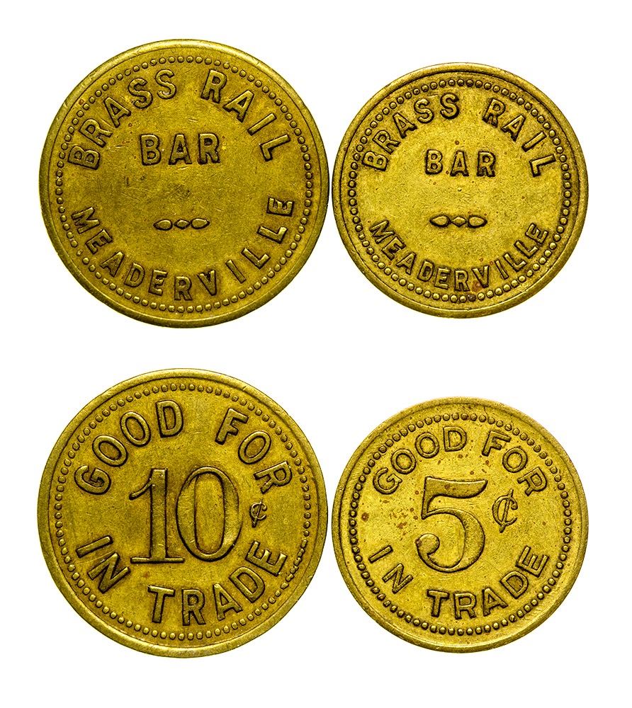 Brass Rail Bar Tokens (Meaderville, Montana)