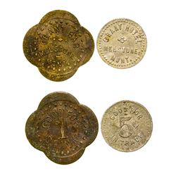 Grant Hotel and Bar Tokens (Melstone, Montana)