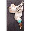 Image 1 : Unusual Sterling Silver & Turquoise Saddle Pin