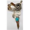 Image 5 : Unusual Sterling Silver & Turquoise Saddle Pin