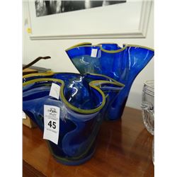 Artist Signed Art Glass Blue Vase - 2 Times the Money