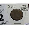 Image 1 : 1865 2 Cent Piece