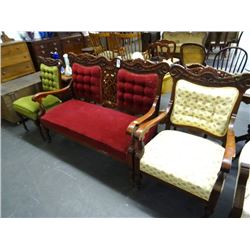 Mahogany Carved Antique Sofa & Chair