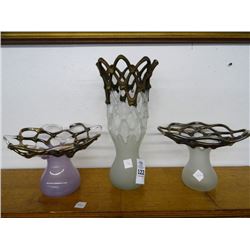 3 Art Glass Vases - 3 Times the Money - No Shipping