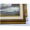 Image 2 : Framed Artist Signed Oil on Canvas Snow Village