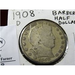 1908-D Barber Half Dollar