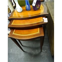 Leather Inset Nesting Table Set