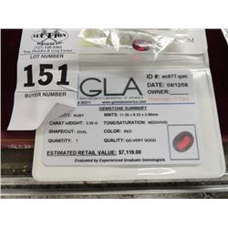 Loose Stone 3.39 Ct. Ruby (MCV $350)