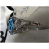 Image 3 : Ladies 14K White Gold Blue Topaz & Diamond Ring Total Diamond Weight Approx. .20 Cts. This weighs 3.