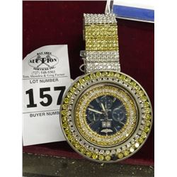 Man's Stainless Steel Breitling White & Yellow Diamond Customized Watch