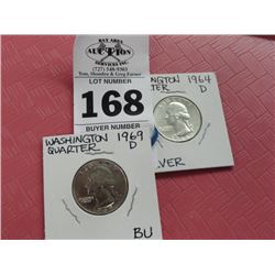 1964 & 1969 Washington Quarters