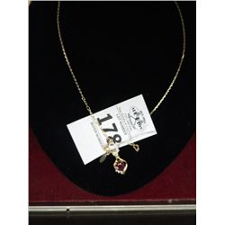 Ladies 14K Yellow Gold Ruby & Diamond Pendant