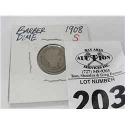 1908-S Barber Dime