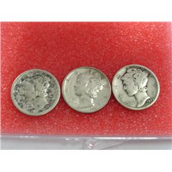 3-Pack of Silver Mercury Dimes