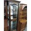 Image 1 : Pecan Glass Door Curio w/Side Lights