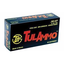 *AMMO* TULAMMO 380 ACP Full Metal Jacket 91 GR (500 ROUNDS) 814950011562